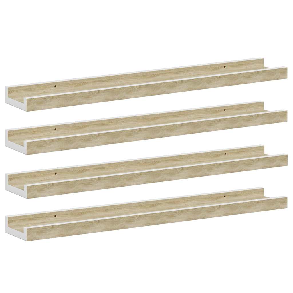 Mensole da Parete 4 pz Bianco e Rovere Sonoma 60x9x3 cm | homemem39