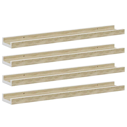 Mensole da Parete 4 pz Bianco e Rovere Sonoma 60x9x3 cm | homemem39