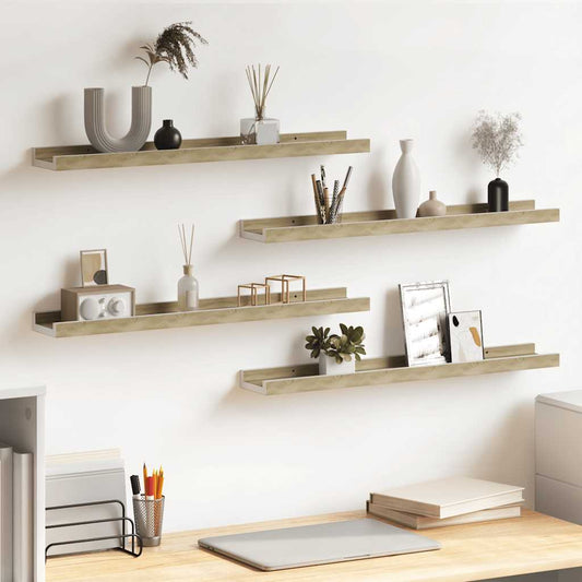 Mensole da Parete 4 pz Bianco e Rovere Sonoma 60x9x3 cm | homemem39