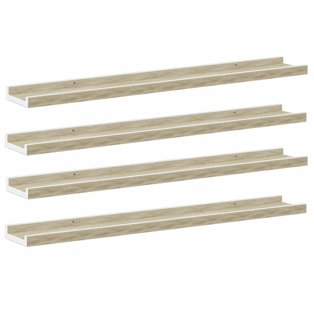 Mensole da Parete 4 pz Bianco e Rovere Sonoma 80x9x3 cm | homemem39
