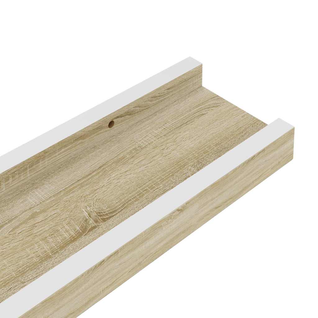 Mensole da Parete 4 pz Bianco e Rovere Sonoma 80x9x3 cm