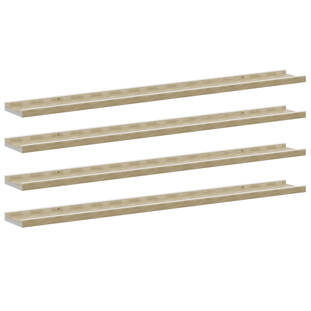 Mensole da Parete 4 pz Bianco e Rovere Sonoma 100x9x3 cm | homemem39