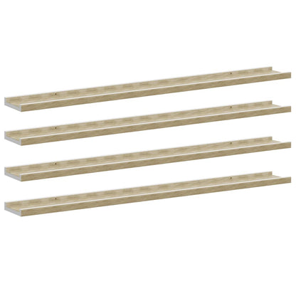 Mensole da Parete 4 pz Bianco e Rovere Sonoma 100x9x3 cm | homemem39