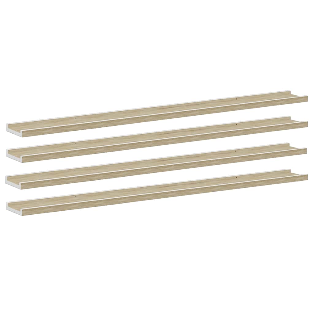 Mensole da Parete 4 pz Bianco e Rovere Sonoma 115x9x3 cm - homemem39