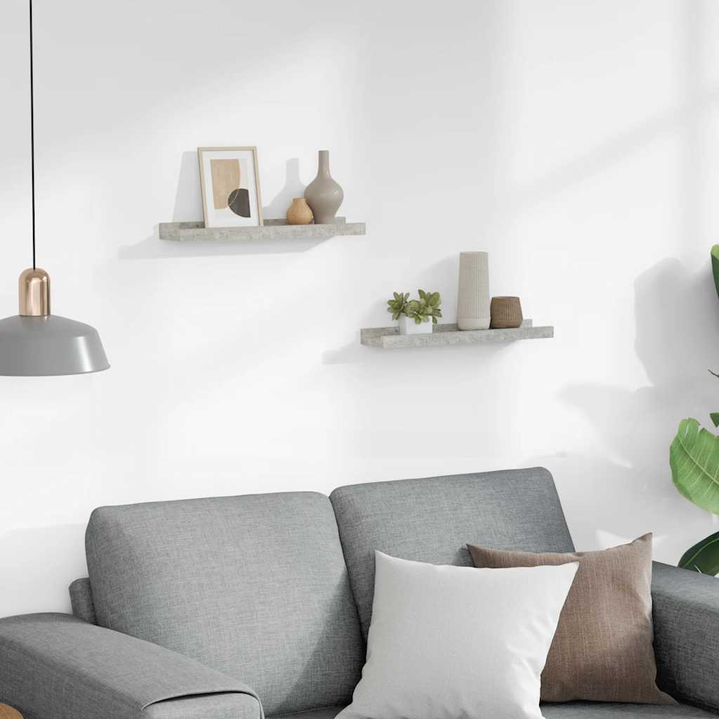 Mensole da Parete 2 pz Grigio Cemento 40x9x3 cm | homemem39