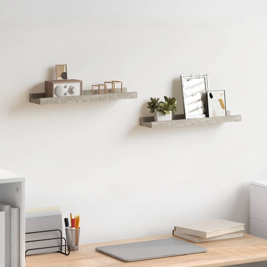 Mensole da Parete 2 pz Grigio Cemento 40x9x3 cm | homemem39