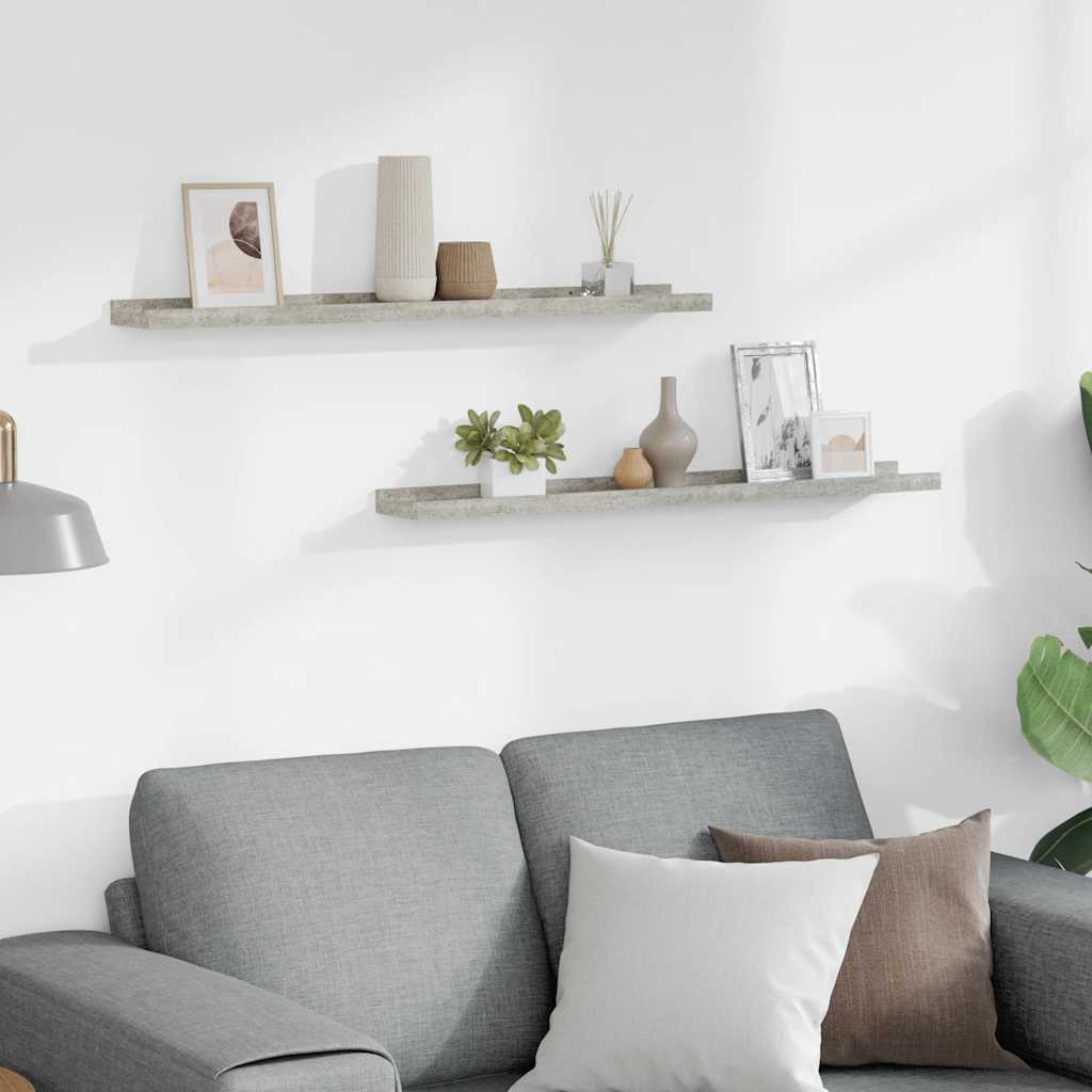 Mensole da Parete 2 pz Grigio Cemento 80x9x3 cm | homemem39