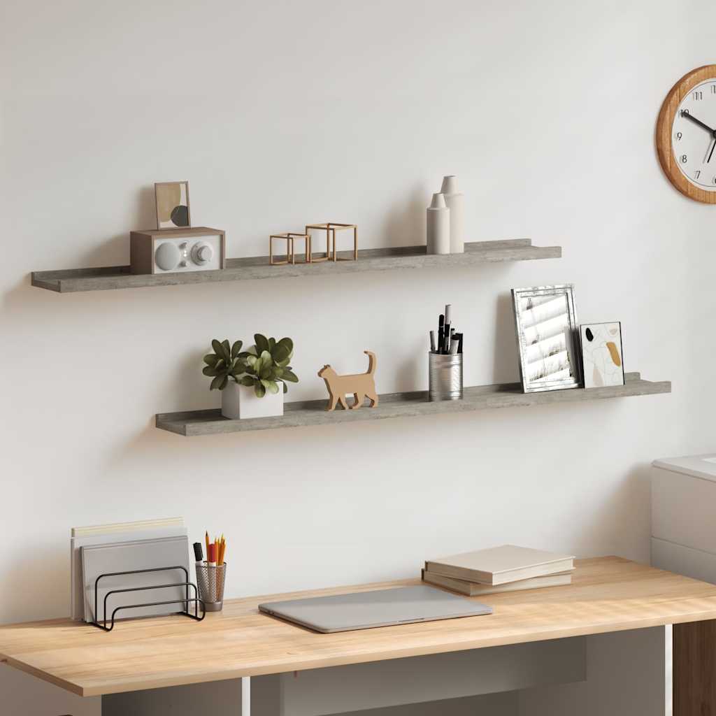 Mensole da Parete 2 pz Grigio Cemento 100x9x3 cm | homemem39