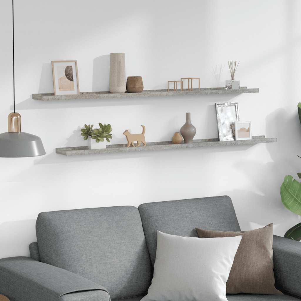 Mensole da Parete 2 pz Grigio Cemento 115x9x3 cm | homemem39