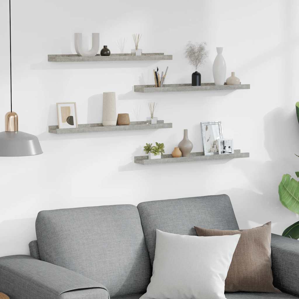 Mensole da Parete 4 pz Grigio Cemento 60x9x3 cm | homemem39