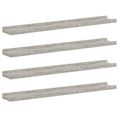Mensole da Parete 4 pz Grigio Cemento 80x9x3 cm | homemem39