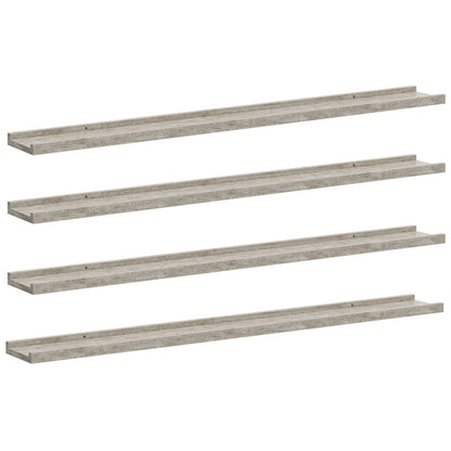 Mensole da Parete 4 pz Grigio Cemento 100x9x3 cm | homemem39