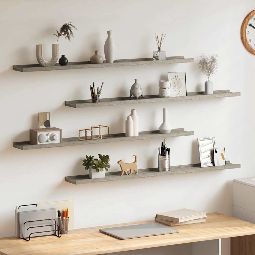Mensole da Parete 4 pz Grigio Cemento 100x9x3 cm | homemem39