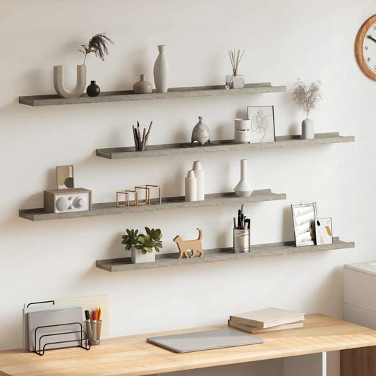 Mensole da Parete 4 pz Grigio Cemento 100x9x3 cm | homemem39