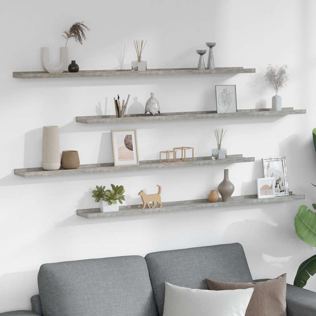 Mensole da Parete 4 pz Grigio Cemento 115x9x3 cm | homemem39