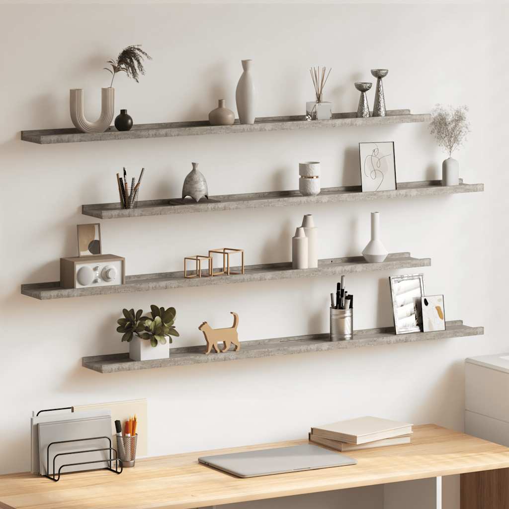 Mensole da Parete 4 pz Grigio Cemento 115x9x3 cm | homemem39