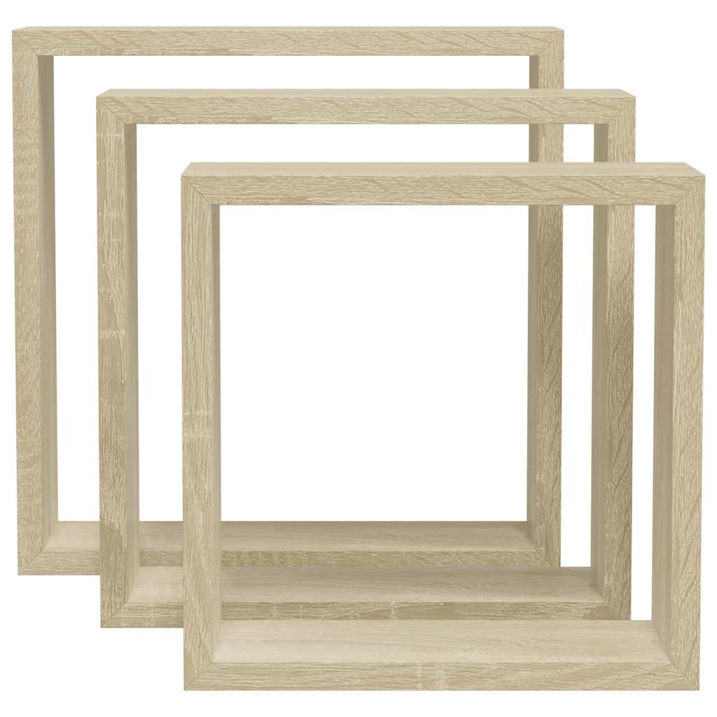 Mensole a Cubo da Parete 3 pz Rovere Sonoma | homemem39