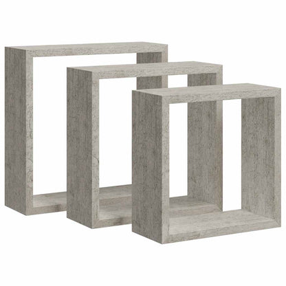 Mensole a Cubo da Parete 3 pz Grigio Cemento | homemem39