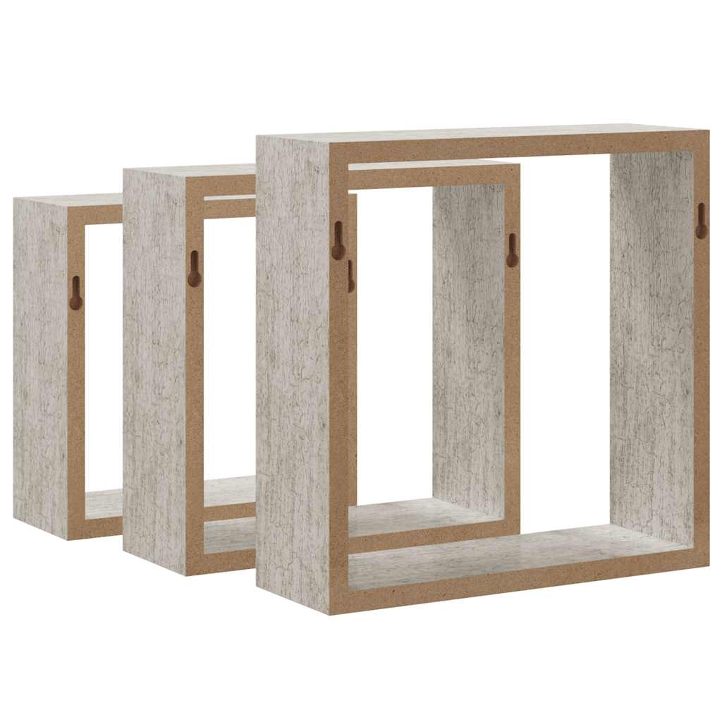 Mensole a Cubo da Parete 3 pz Grigio Cemento | homemem39