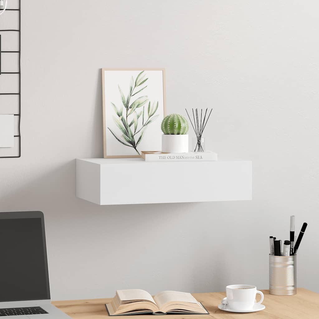 Scaffale con Cassetti da Parete Bianco 40x23,5x10 cm in MDF | homemem39