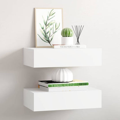 Scaffali con Cassetti da Parete 2 pz Bianchi 40x23,5x10 cm MDF