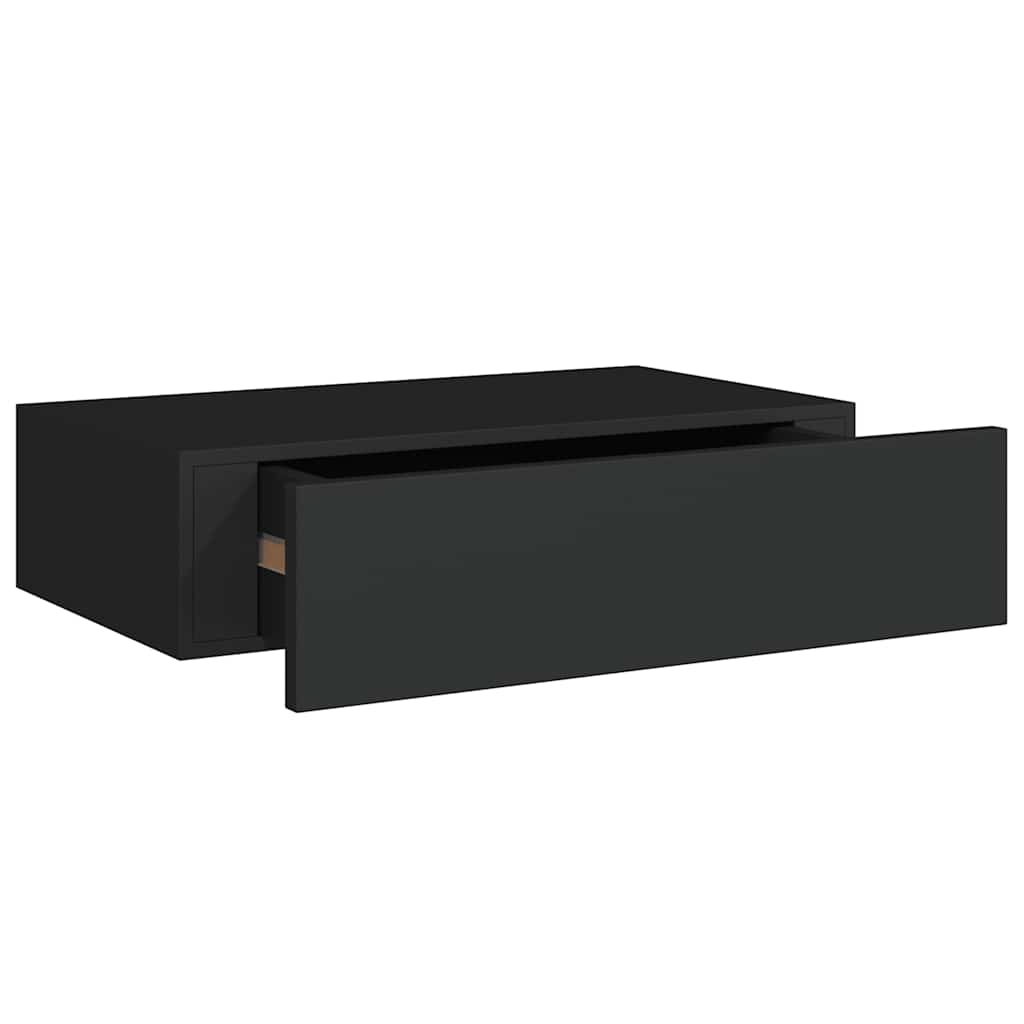Scaffale con Cassetti da Parete Nero 40x23,5x10 cm in MDF | homemem39