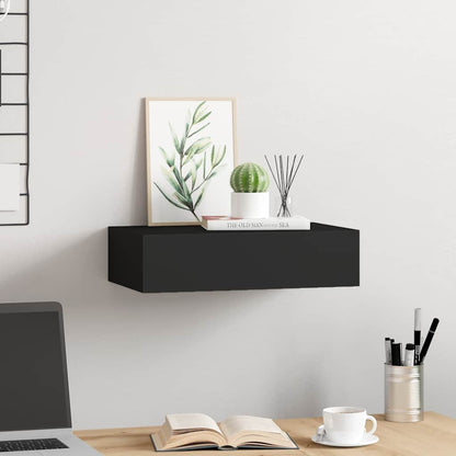 Scaffale con Cassetti da Parete Nero 40x23,5x10 cm in MDF | homemem39