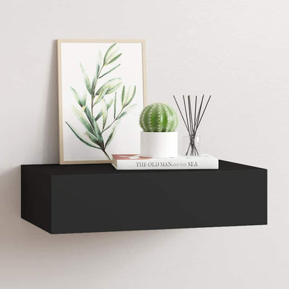 Scaffale con Cassetti da Parete Nero 40x23,5x10 cm in MDF | homemem39