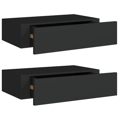 Scaffali con Cassetti da Parete 2 pz Neri 40x23,5x10 cm MDF | homemem39