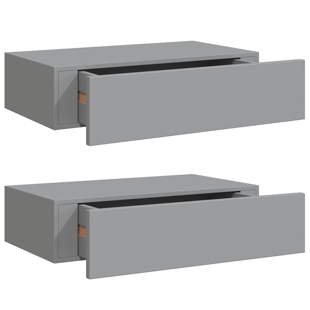 Scaffali con Cassetti da Parete 2 pz Grigi 40x23,5x10 cm MDF | homemem39