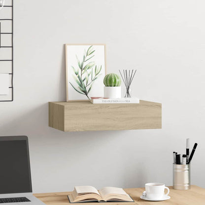 Scaffale con Cassetti da Parete Rovere 40x23,5x10 cm in MDF | homemem39