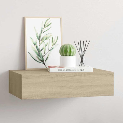Scaffale con Cassetti da Parete Rovere 40x23,5x10 cm in MDF | homemem39