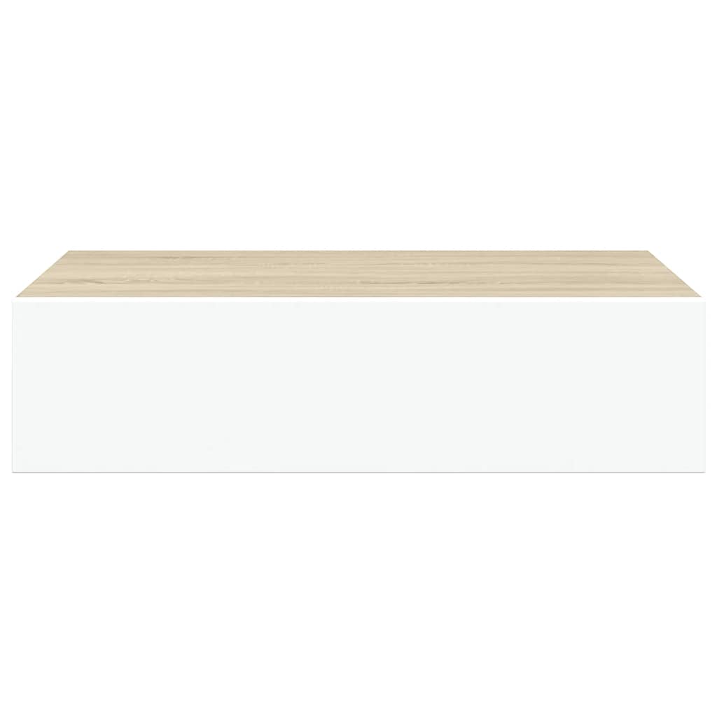 Mensola a muro con cassetti in rovere e bianco 40x23,5x10 cm MDF | homemem39