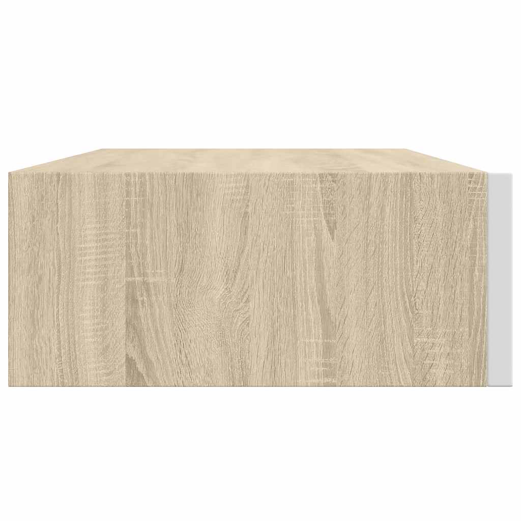 Mensola a muro con cassetti in rovere e bianco 40x23,5x10cm MDF