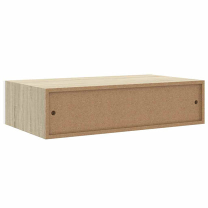 Mensola a muro con cassetti in rovere e bianco 40x23,5x10cm MDF