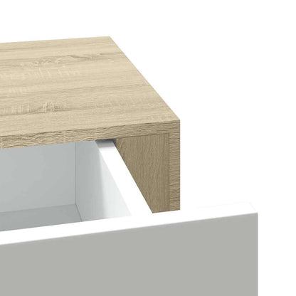 Mensola a muro con cassetti in rovere e bianco 40x23,5x10cm MDF