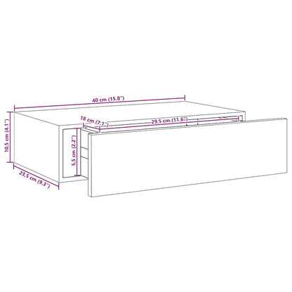 Mensola a muro con cassetti in rovere e bianco 40x23,5x10cm MDF