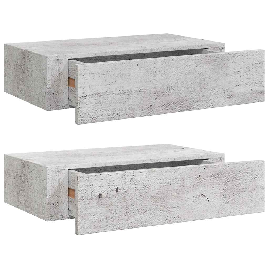 Scaffali con Cassetti 2 pz Grigio Cemento 40x23,5x10 cm in MDF | homemem39