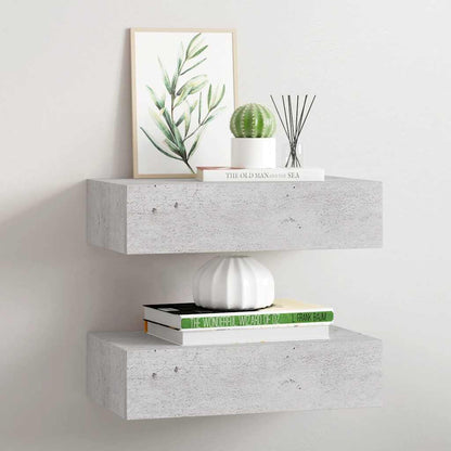 Scaffali con Cassetti 2 pz Grigio Cemento 40x23,5x10 cm in MDF | homemem39