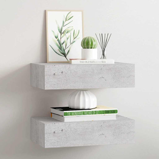 Scaffali con Cassetti 2 pz Grigio Cemento 40x23,5x10 cm in MDF | homemem39