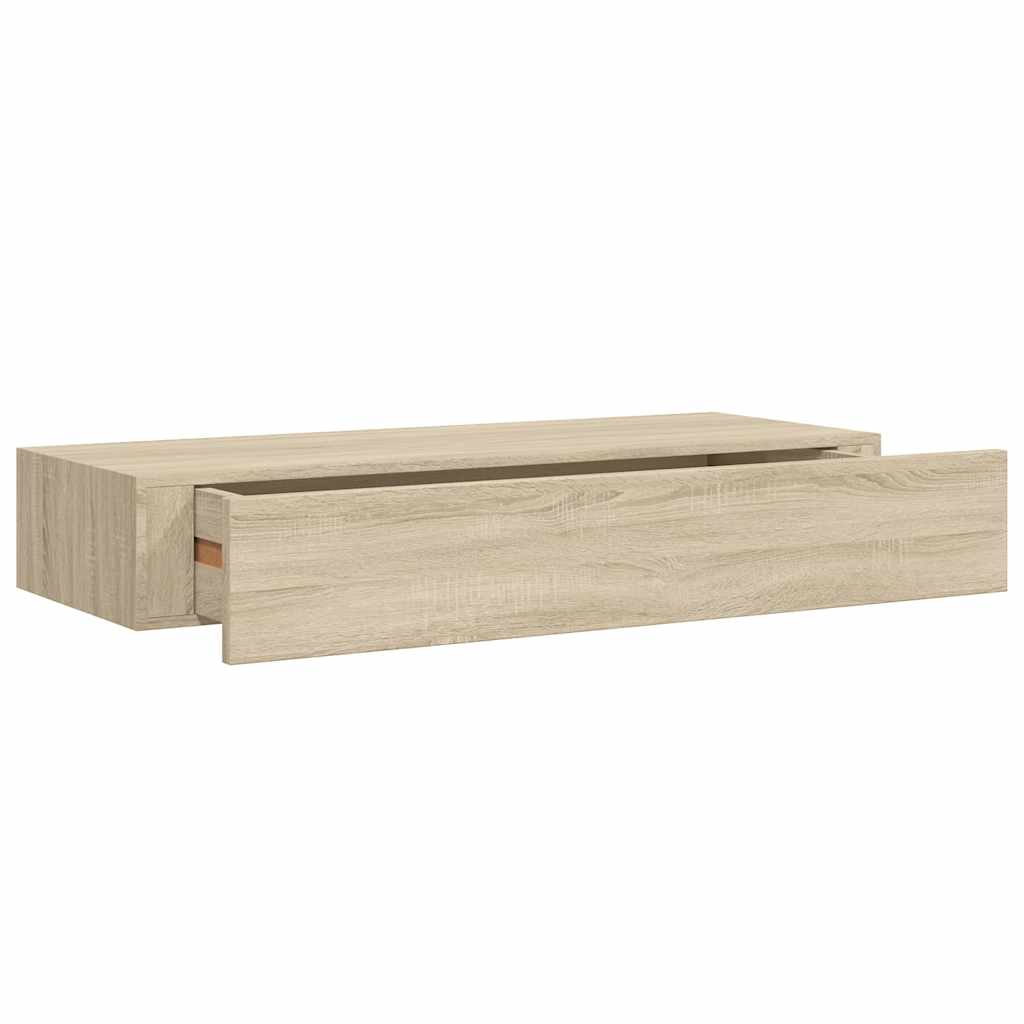 Scaffale con Cassetti da Parete Rovere 60x23,5x10 cm in MDF | homemem39