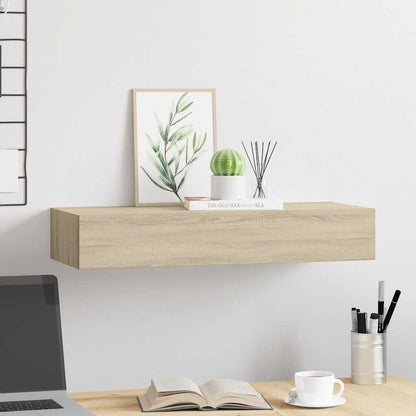 Scaffale con Cassetti da Parete Rovere 60x23,5x10 cm in MDF | homemem39