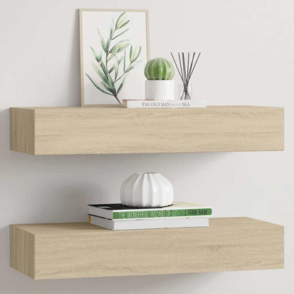 Scaffali con Cassetti da Parete 2 pz Rovere MDF