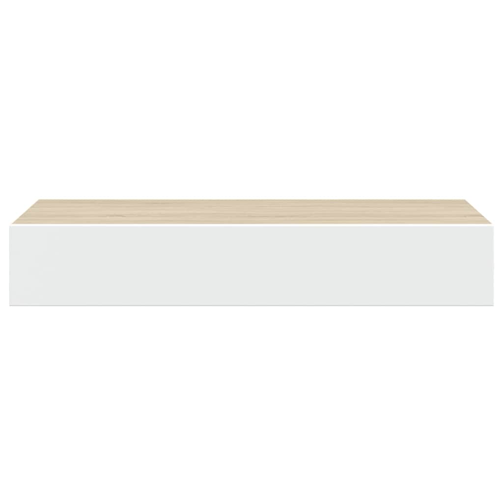 Mensola a muro con cassetti in rovere e bianco 60x23,5x10 cm MDF