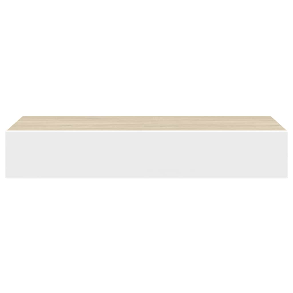 Scaffali a muro con cassetti 2 pz rovere e bianco 60x23,5x10 cm MDF | homemem39