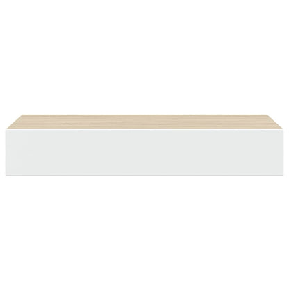 Scaffali a muro con cassetti 2 pz rovere e bianco 60x23,5x10 cm