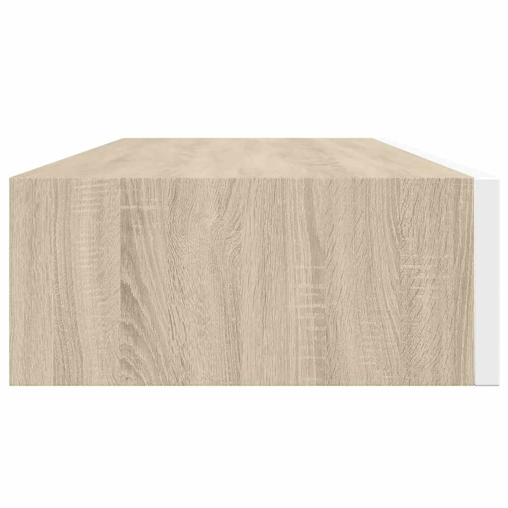 Scaffali a muro con cassetti 2 pz rovere e bianco 60x23,5x10 cm MDF | homemem39