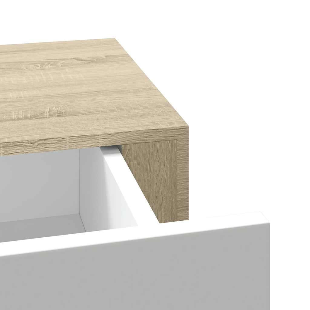 Scaffali a muro con cassetti 2 pz rovere e bianco 60x23,5x10 cm MDF