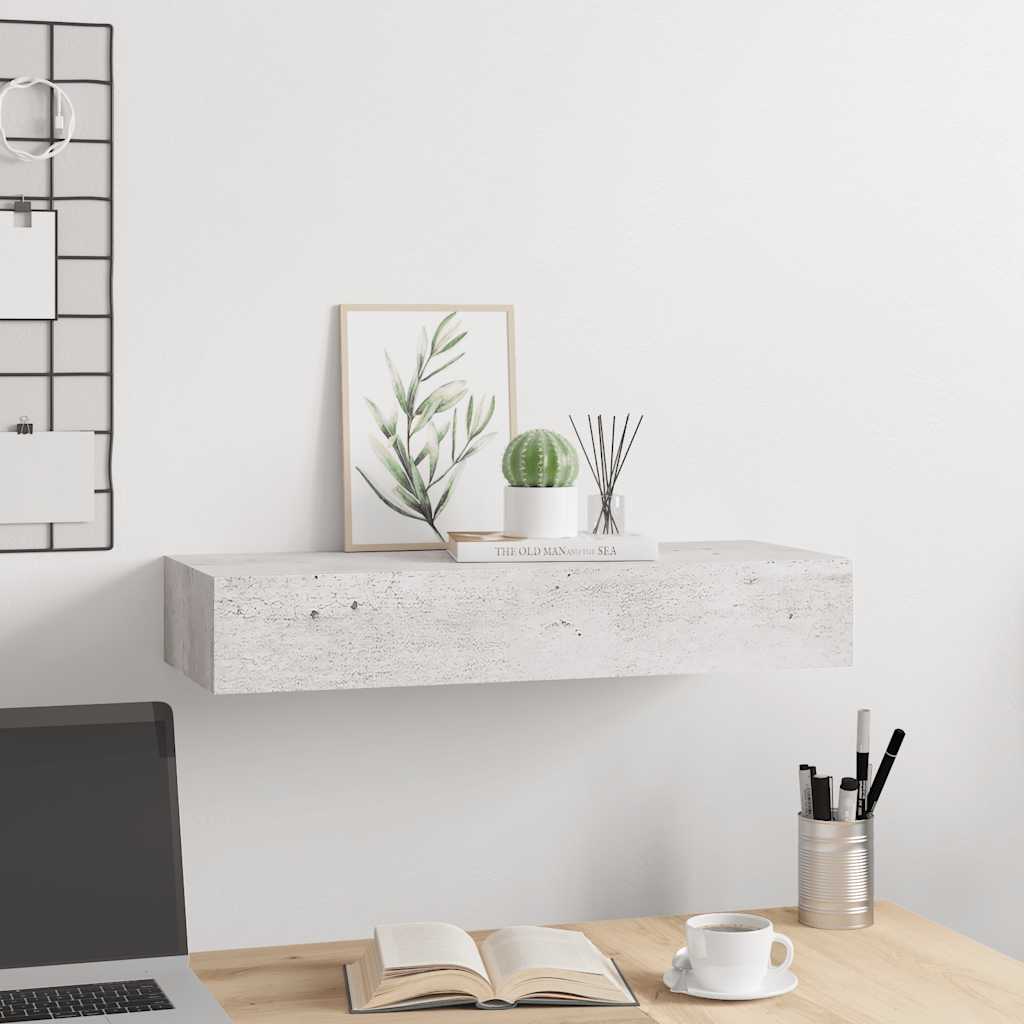 Scaffale con Cassetti da Parete Grigio Cemento 60x23,5x10cm MDF | homemem39