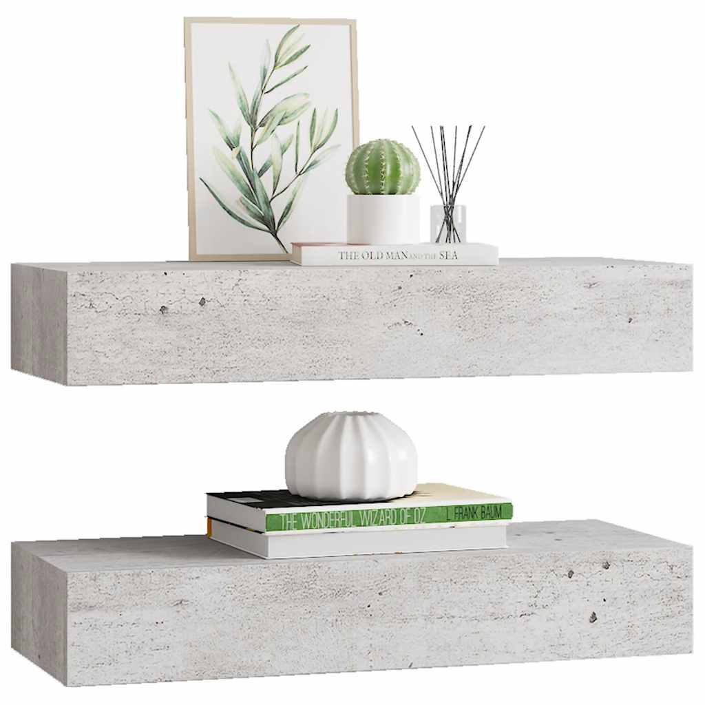 Scaffali con Cassetti 2 pz Grigio Cemento 60x23,5x10 cm in MDF